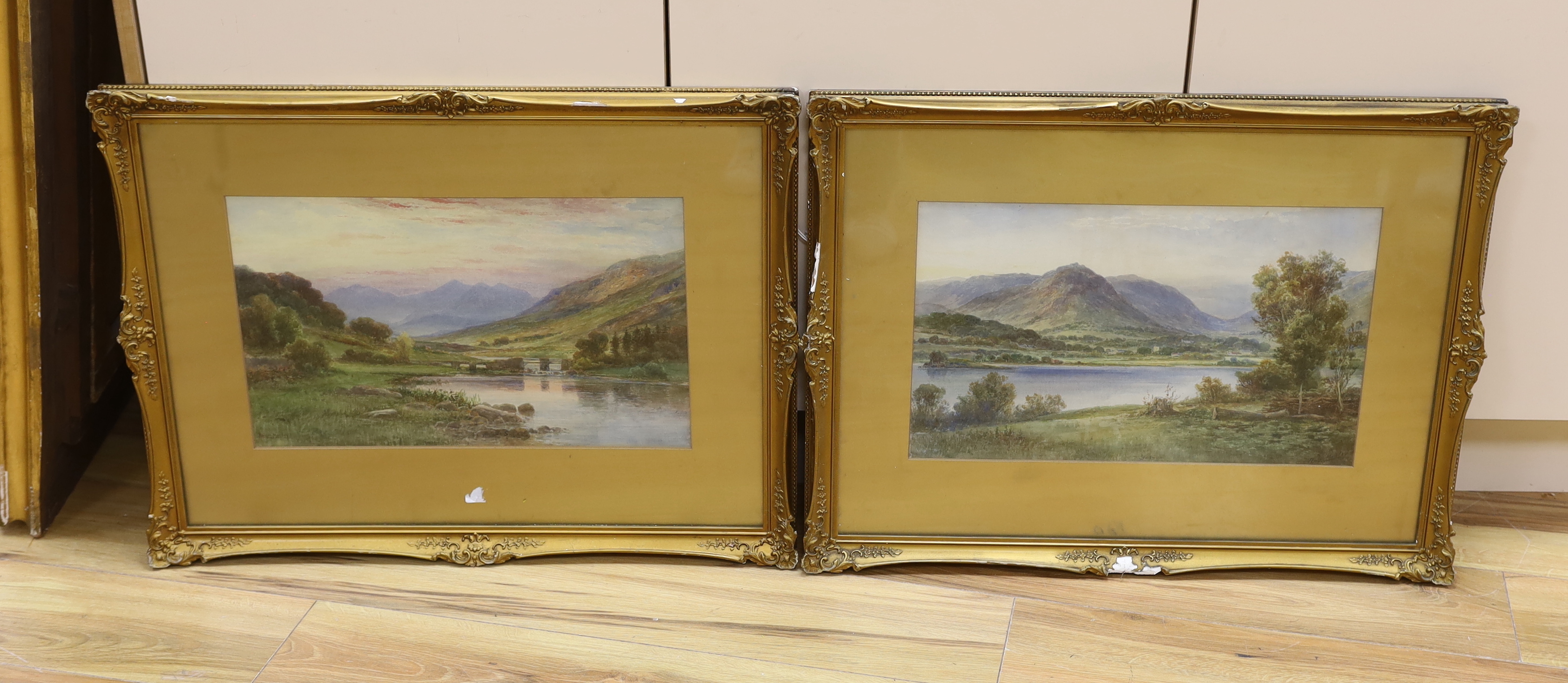 Ralph Morley (fl.1870-1900), pair of watercolours, 'Snowdon from Kappa Key' and 'Grasmere', signed, 27 x 45cm